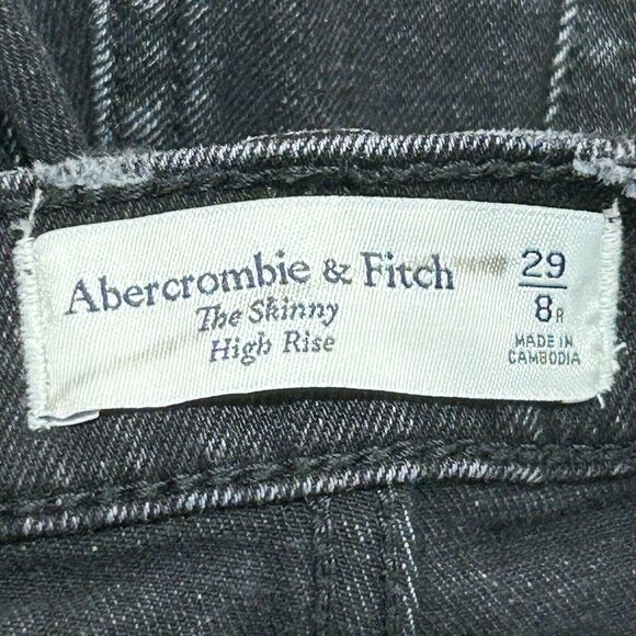 Abercrombie & Fitch Jeans Womens 8 Measures 32x27 Black Distressed Skinny - Picture 5 of 9